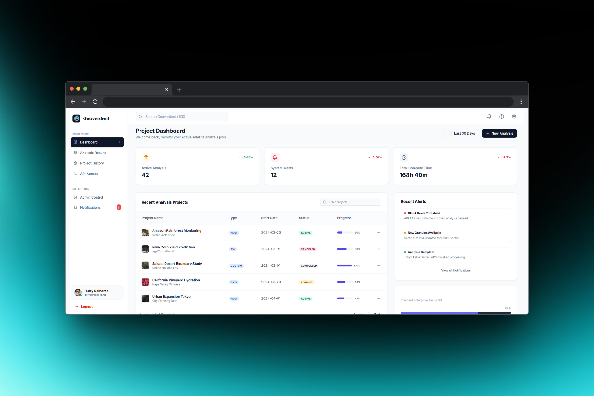 GeoVerdant product interface